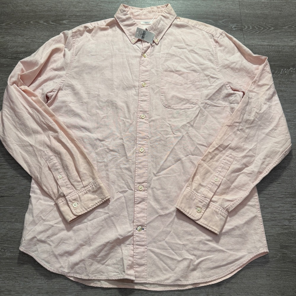 Gap Shirt Mens L Pink Solid Cotton Stretch Oxford OCBD Casual Minimalist NWT